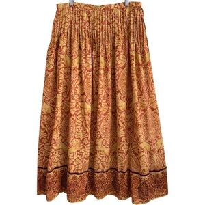 Soft Surroundings Boho Paisley Midi Skirt Large 36” Waist Rust Gold
